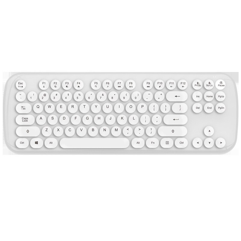 Wireless Keyboard and Mouse Set Mini Cute Retro Punk Girls Laptop Office Bluetooth Keyboard and Mouse Ergonomic Keyboard Laptops: Keyboard white