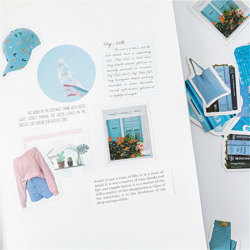 Bleu couleur cahier autocollant Journal bloc-notes Vintage Pirate cuir carnet de notes remplaçable papeterie voyageur Journal