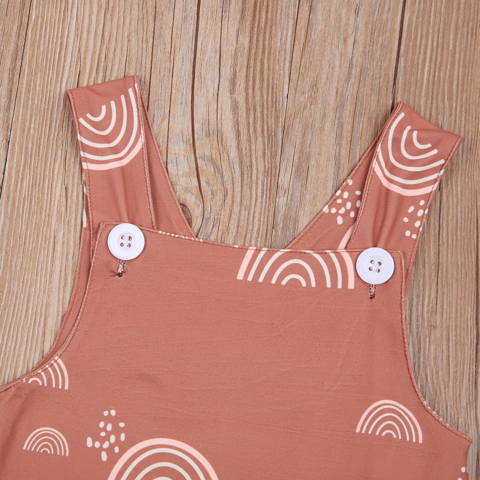 FOCUSNORM 0-18M Infant Baby Girls Boys Rompers Rainbow Print Sleeveless Square Collar Jumpsuit with Buttons