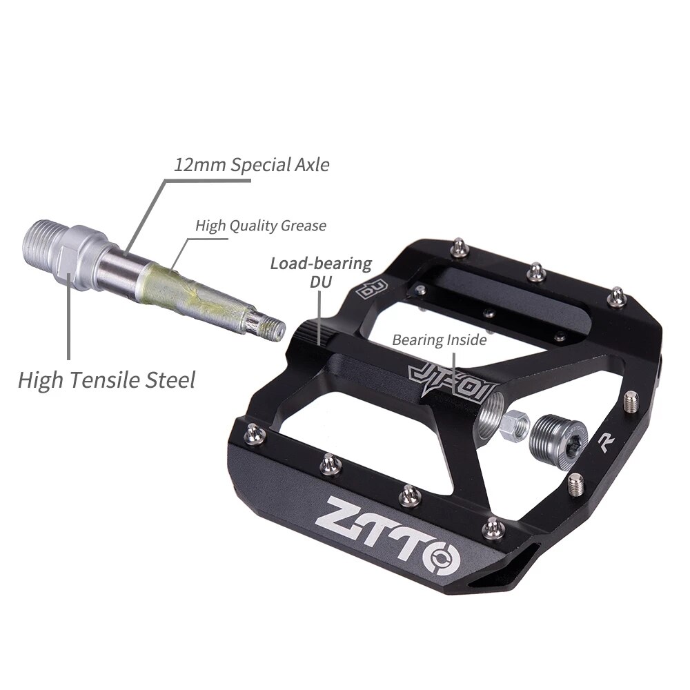 ZTTO-Rodamiento plano de bicicleta de montaña, accesorio de aleación de aluminio, con buen agarre, ligero, pedales 9/16, grande, para gravilla, para moto Enduro, para descenso, JT01