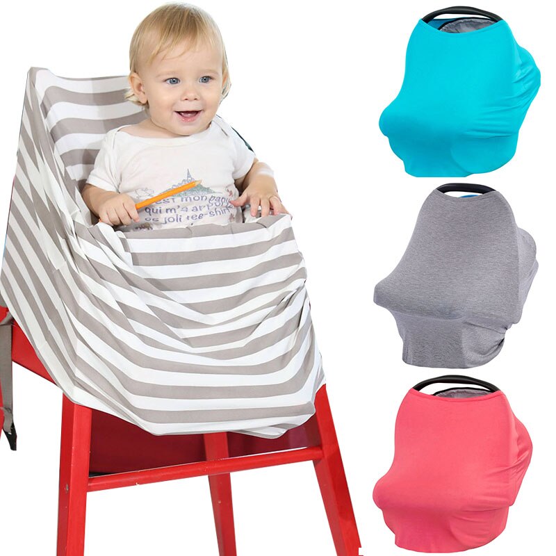 3 In 1 Multi Use Cover Lactation Nursing Cover Solid Color Baby Carseat Cover Newborn Breastfeeding Cape Shopping Pram Stroller