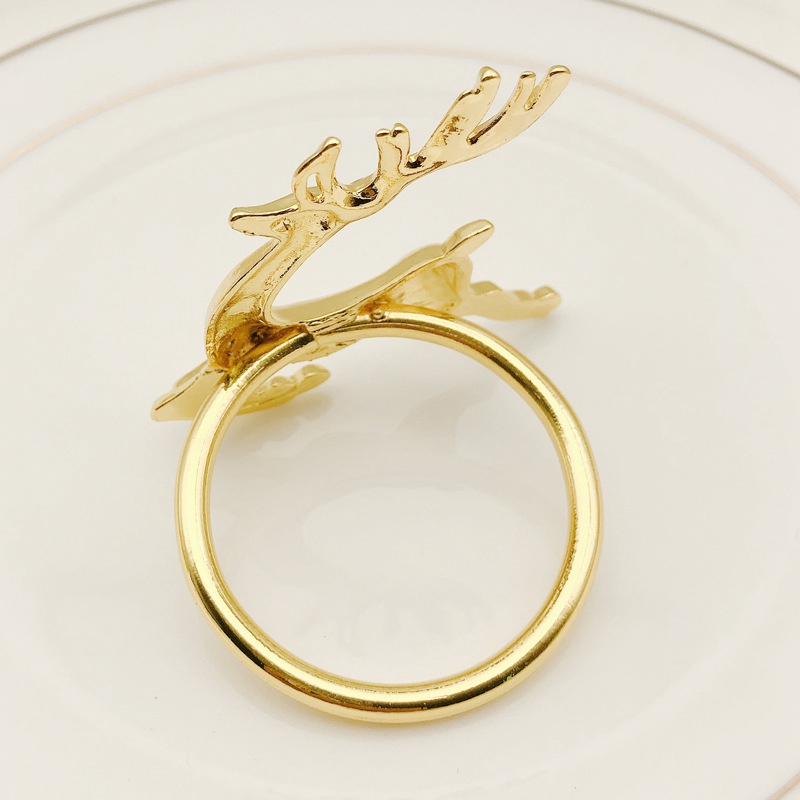 -12Pcs Kerst Elanden Herten Servetringen Goud Legering Servet Gesp Servet Ring Houder Hotel Restaurant Wedding Party Diner