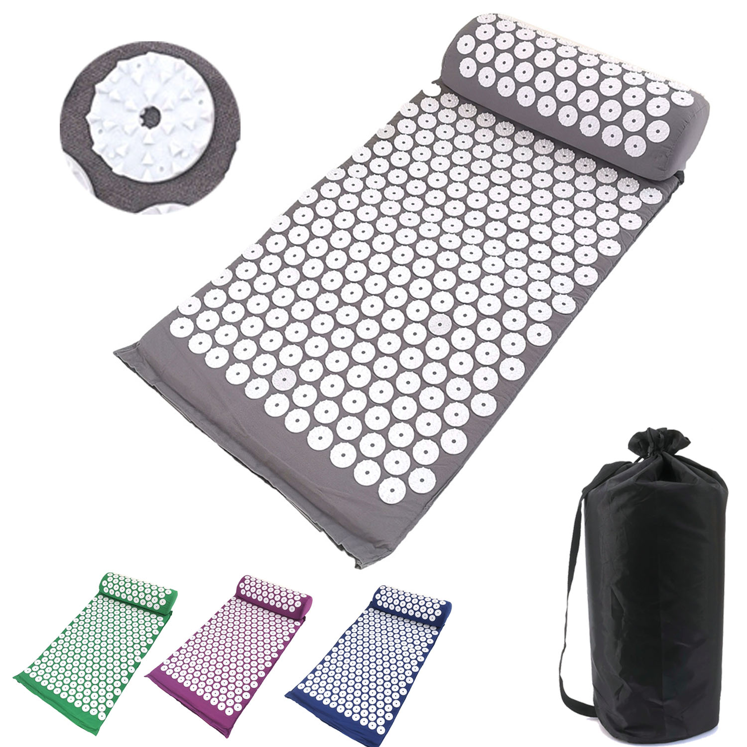 Massager Kussen Massage Yoga Mat Acupressuur Pijn verlichten Stress Rugpijn Spike Mat Acupunctuur Mat en Kussenset
