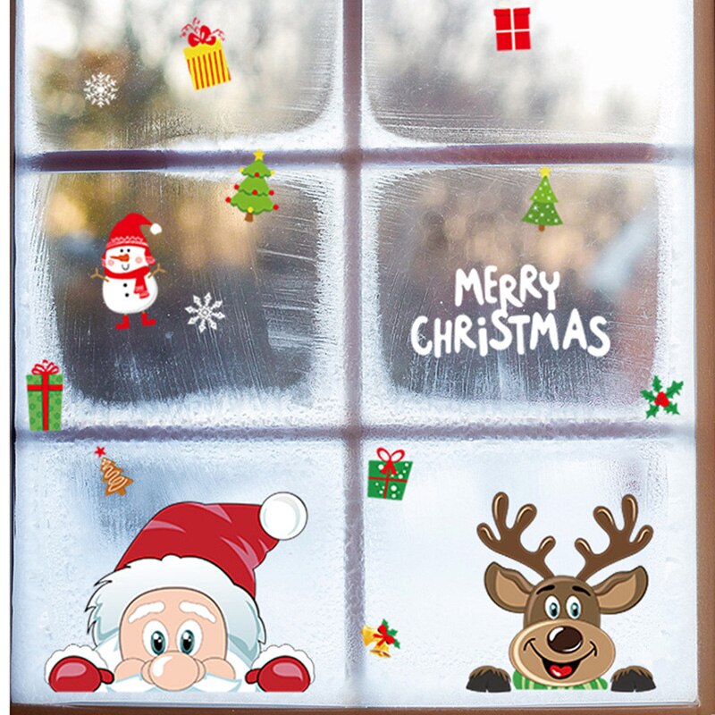 Kerst Raamstickers Kerstman Sneeuwvlok Stickers Winter Muurstickers Voor Kinderen Kamers Nieuwjaar Venster Kerstversiering