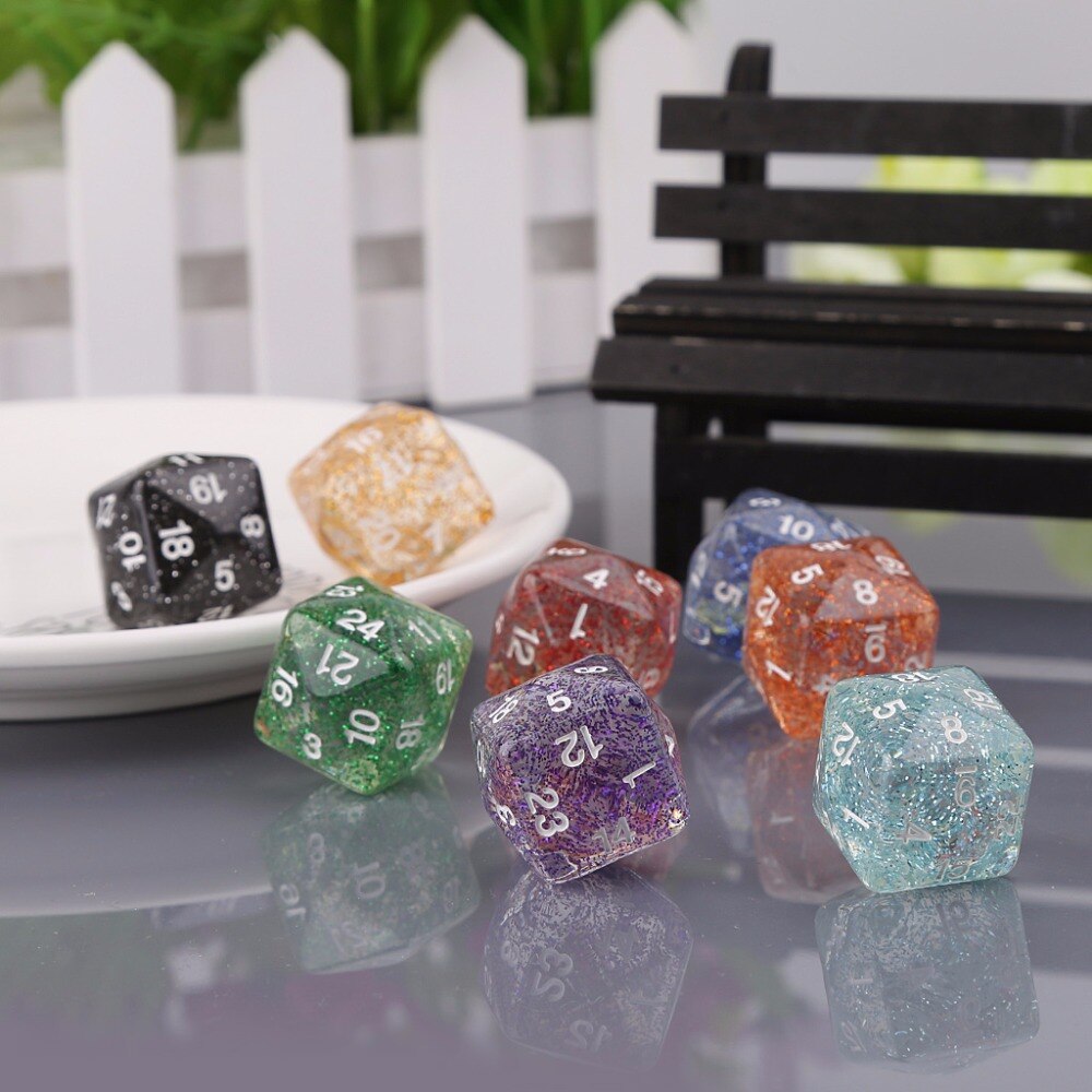 2pcs 24 Sided Transparent Resin Digital Dice Dungeons&Dragon D&D RPG Game Dices