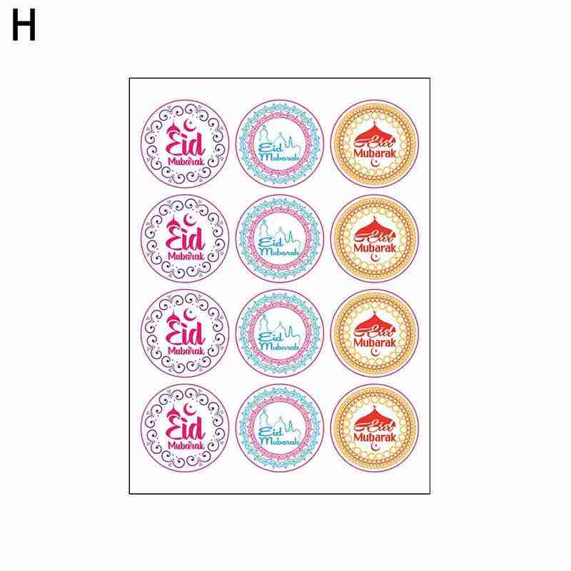 Ronde Zwarte Sticker 120 Stickers Islamitische Moslim Ramadan Stickers Lantaarn Maan Eid Mubarak H7F0: H
