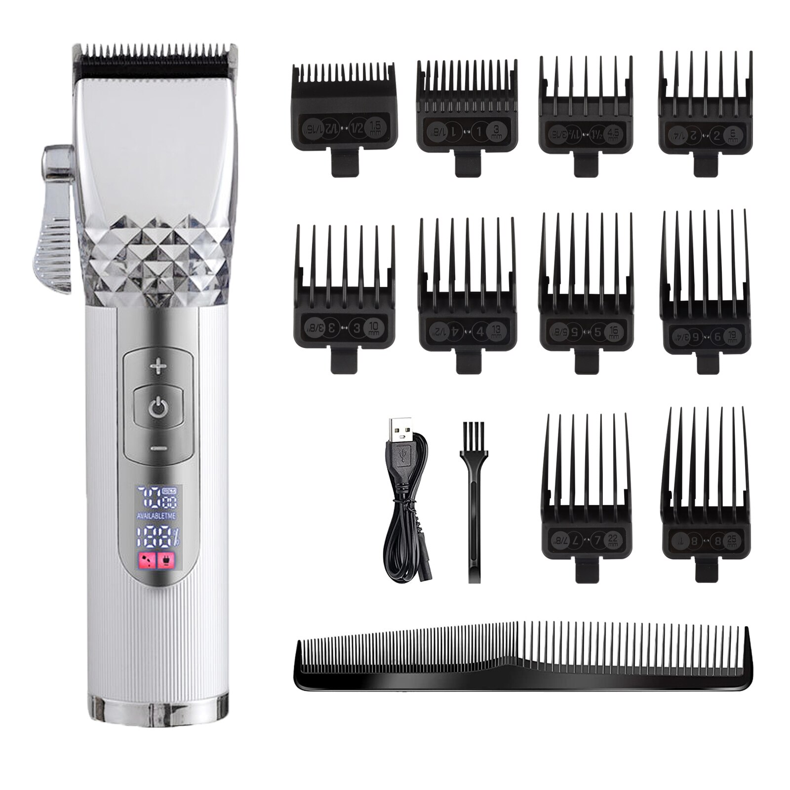 Tondeuse à cheveux et à barbe électrique professionnelle t-outliner,rasoir rechargeable filaire et sans fil, machine pour la découpe et la finition,: Argent