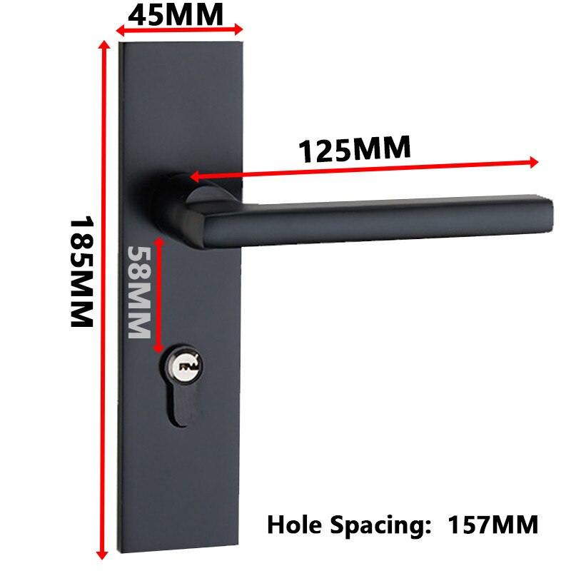 ZENHOSIT Black Space Aluminum Handlesets Mute Continental Bedroom Minimalist Interior Cylinder Security Door Handle Locks