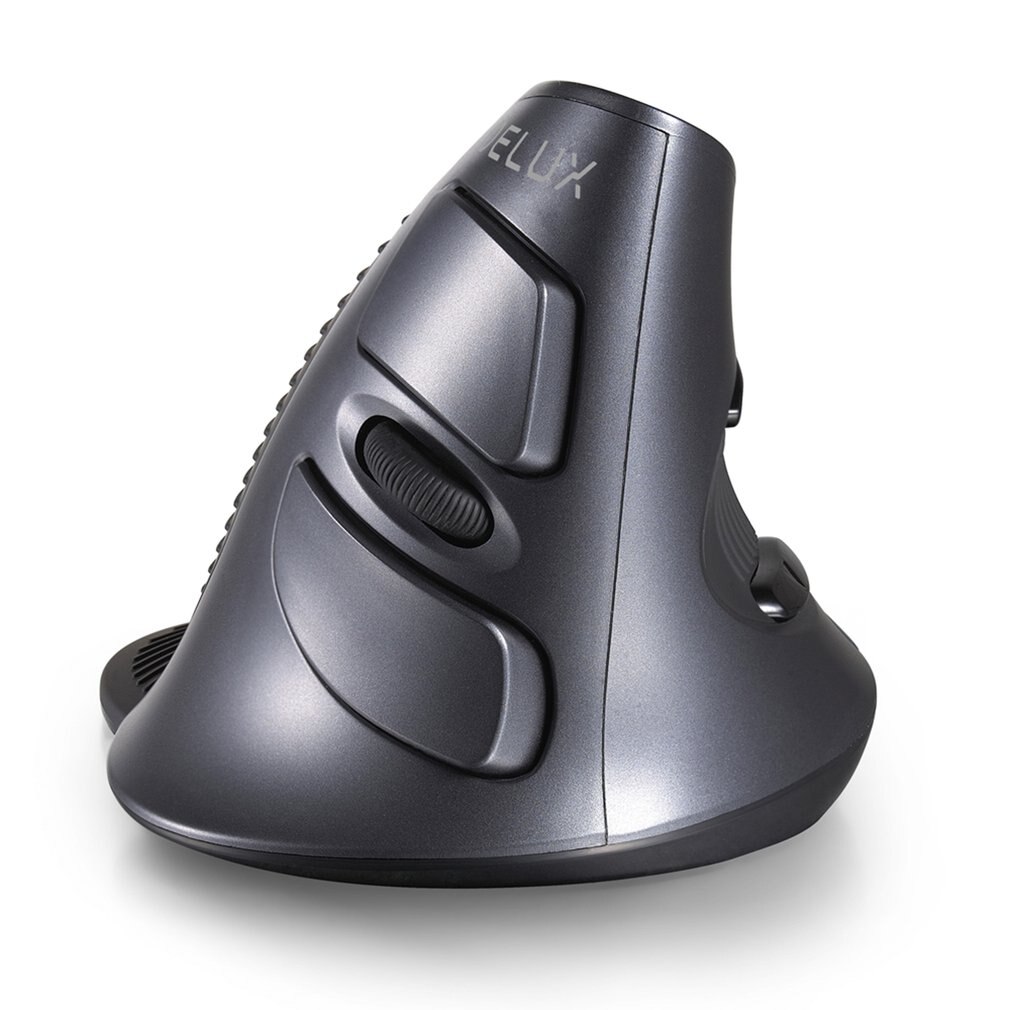 Delux  m618gx draadloze gamemuis met 6 knoppen, 1600 dpi, ergonomische verticale computermuis met rubberen beschermhoes voor pc en laptop.