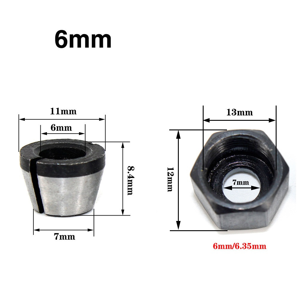 5pc 1/4\" 6mm 8mm Electric Router Collet Set Chuck Heads Adapter For Trimmer Collet Chuck Router Bit Engraving Trimming Machine