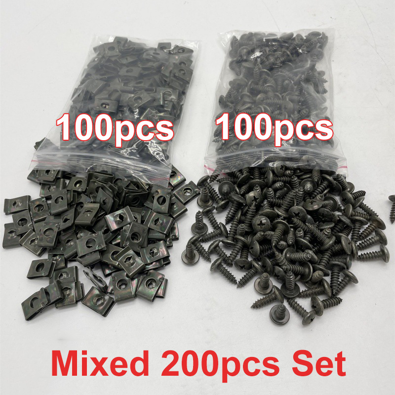Tornillos autorroscantes, Clip de sujeción de Metal para coche, motocicleta, Clip tipo U con tornillo, Clip de protección antioxidante, Kit de hoja de hierro: Morado