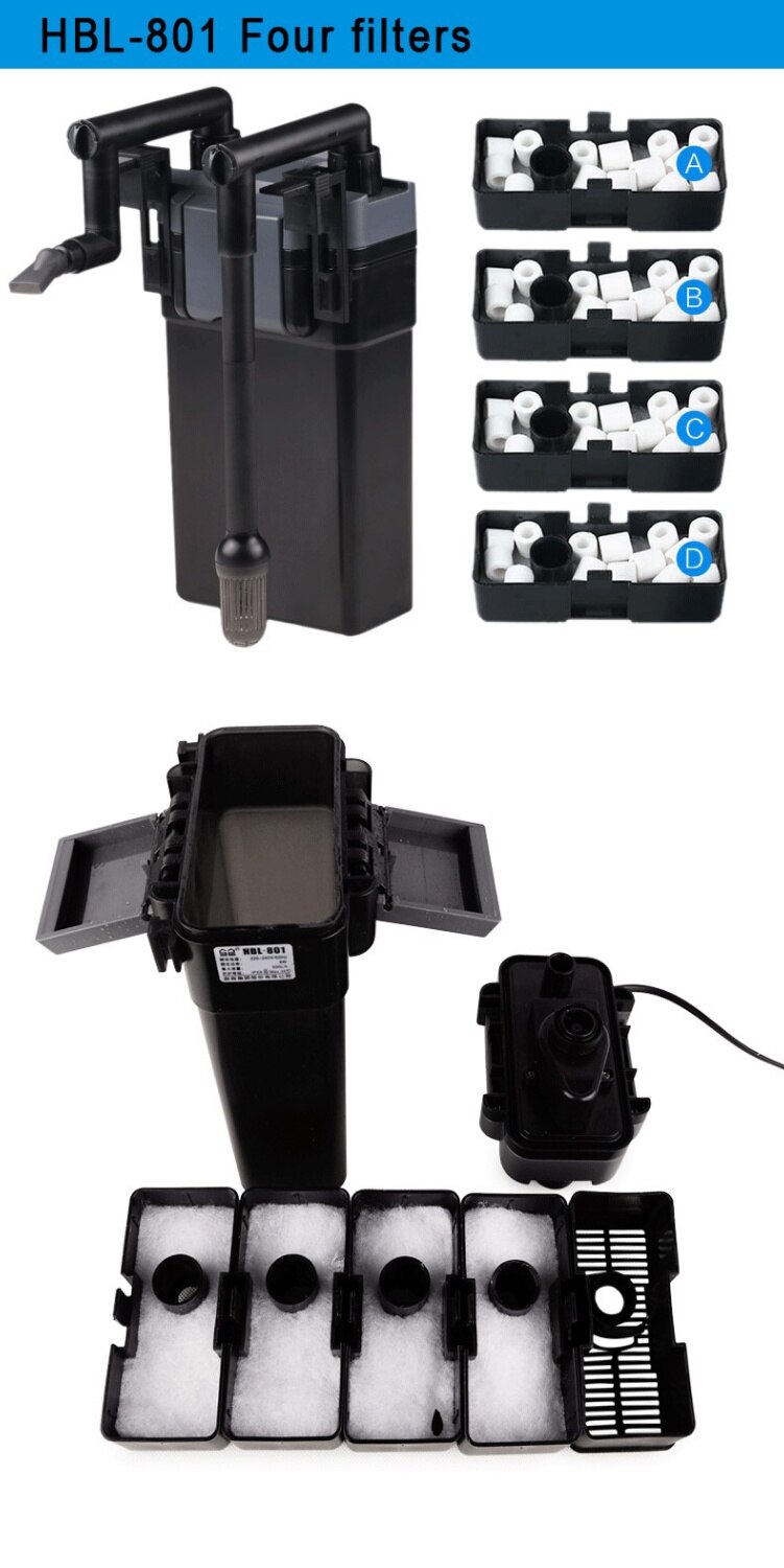 SunSun – filtre à cascade avec écumoire 500l/h, réservoir de 20 à 40cm, filtre de poisson à plusieurs étages 6W, débit réglable HBL801
