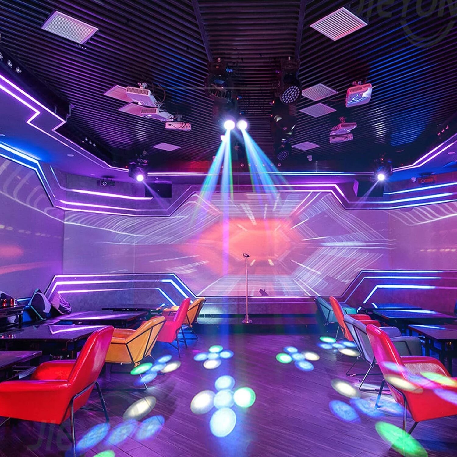 Led Dubbele Hoofd Disco Lamp Spotlight Kleurrijke Dj Party Light Projector Stadium Effect Voor Home Entertainment Wedding Xmas Verlichting