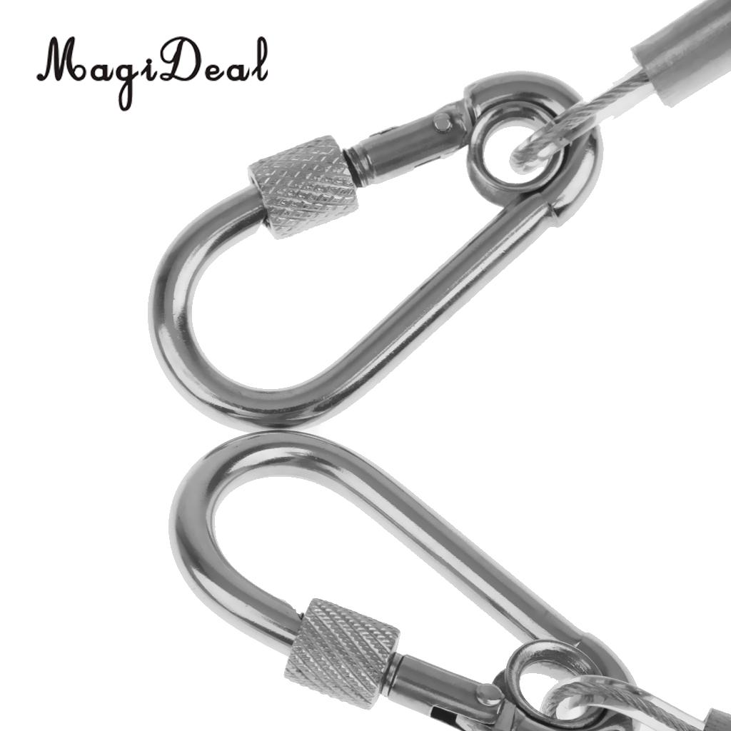Magideal duurzaam roestvrij staal 1.6m intrekbare draad opgerolde lanyard veiligheidslijn met slot karabijnhaken roeiboot onderdelen benodigdheden