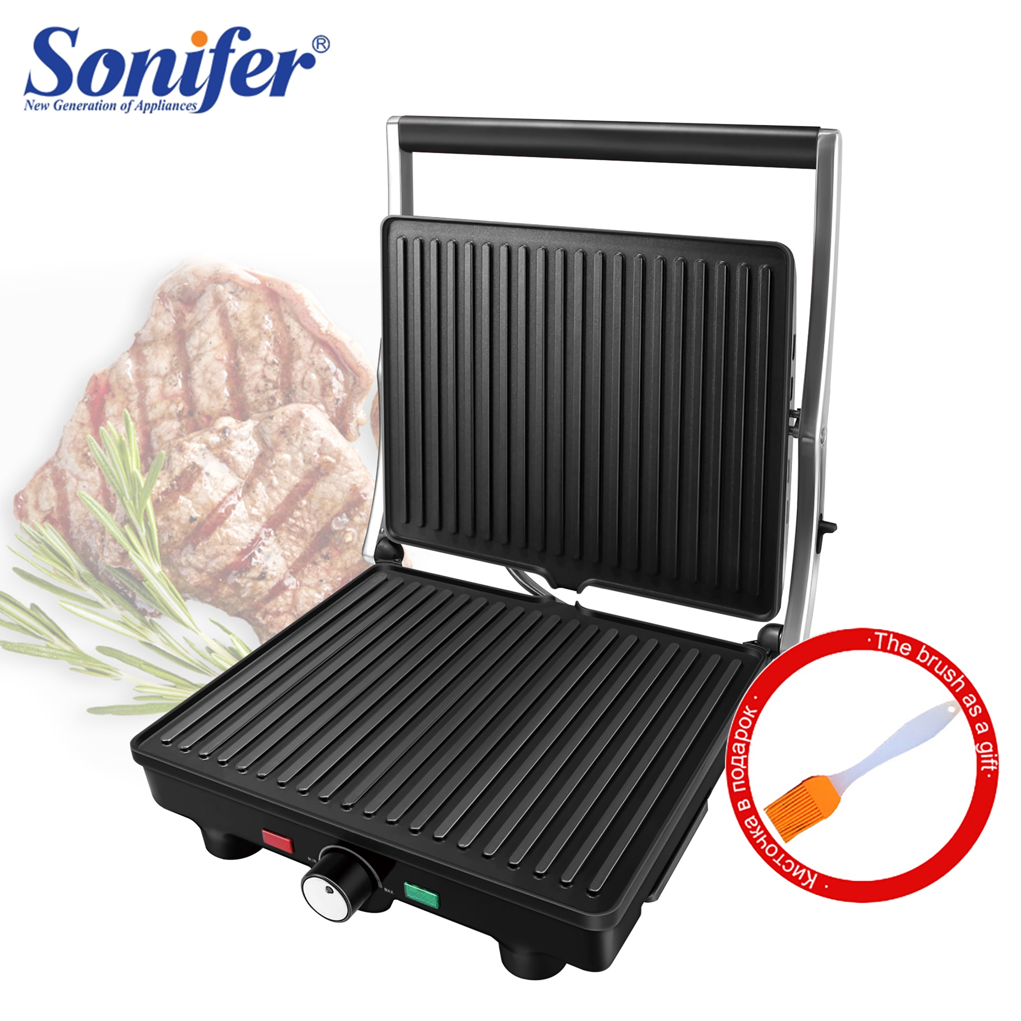 2000W BBQ Grill Kitchen Appliances Barbecue Machine Grill Electric Hotplate Smokeless Grilled Meat Pan 180° Opening Sonifer