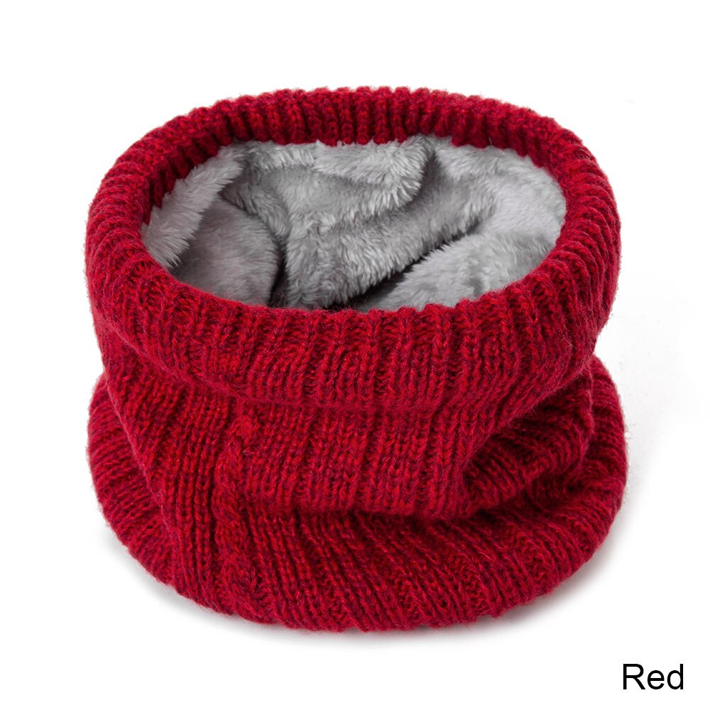 Kvinder mænd kvindelige vinter tørklæde solid strik uld snood uendelig hals varmere krave krave tørklæde: Rød