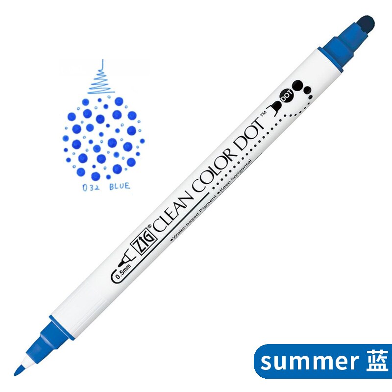 1pc japonia Zig KURETAKE czysty kolor kropka TC-6100 podwójna głowa metaliczny kolor Marker akwarela pióro malowane pędzelek artystyczny okrągły znaczek