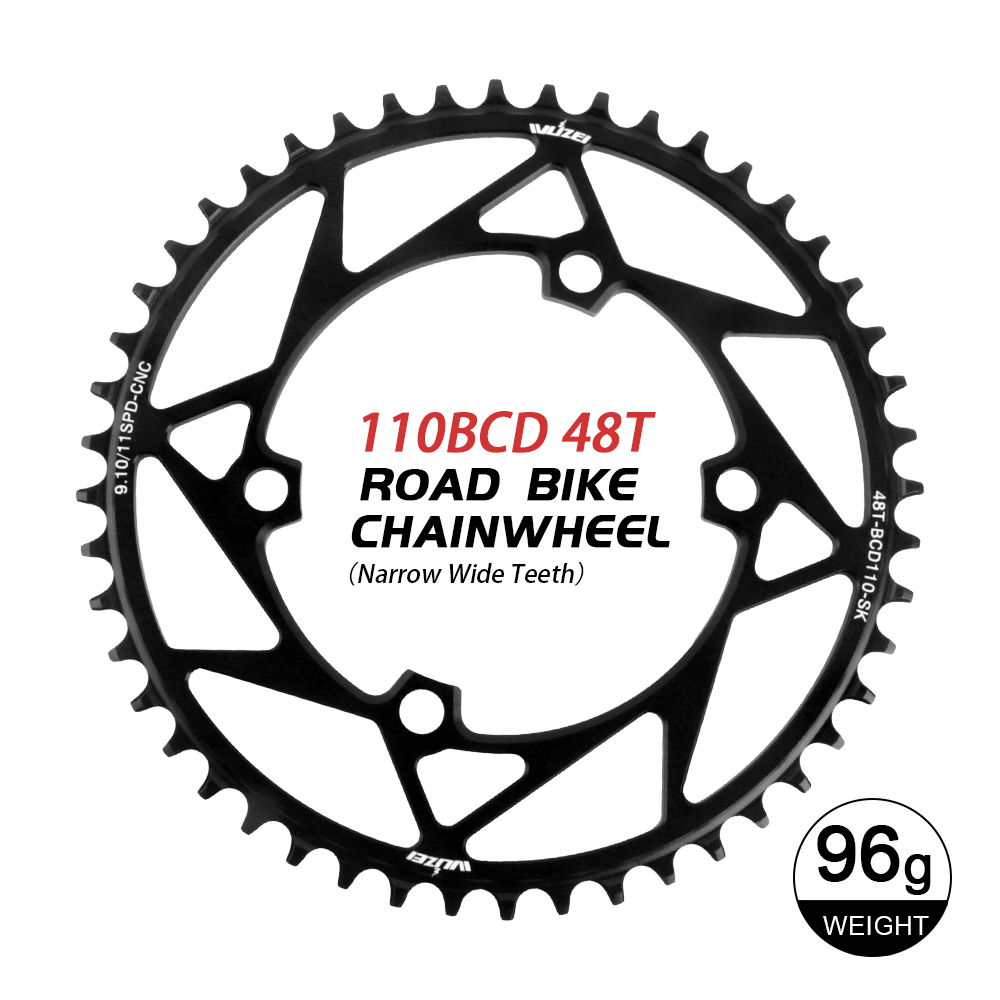 WUZEI Racefiets Kettingblad 110 BCD 36/38/40/42/44/46/48/50/52/54/56/58 T Smalle Brede Sterren Tandwiel 4 Bouten voor Shimano R7000 4700: green