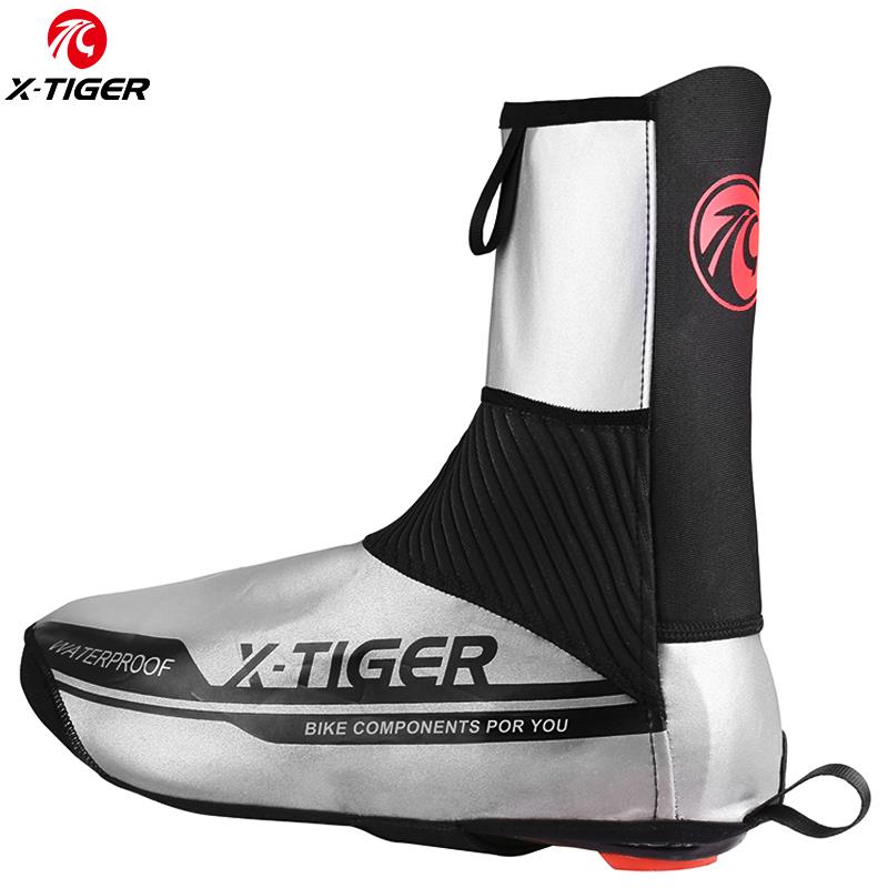 X-tiger reflekterende vandtæt cykelsko overtræk vinter landevej cykel cykel overtrækssko holder varmen fleece mtb cykel sko cover