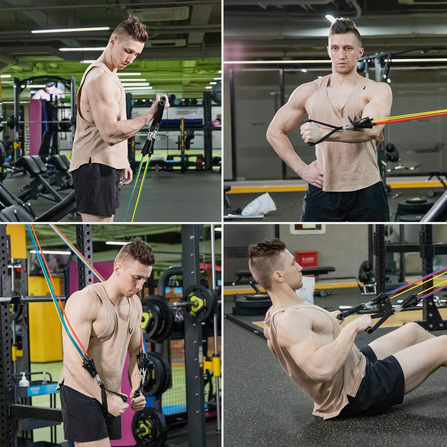 Conjunto de banda de resistencia física fuerte, cuerda elástica para Yoga, gimnasio, entrenamiento, expansor, anclaje de puerta con mango, correa para el tobillo