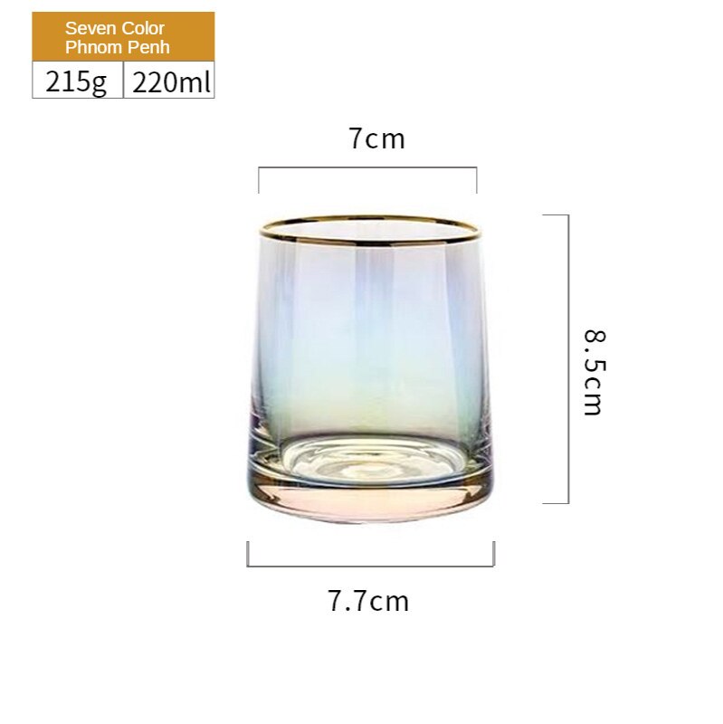 Japansk stil vandglas håndlavet farverige husholdnings whiskyglas tyk bund ion belagt vand juice glas glas: Farverig phnom penh