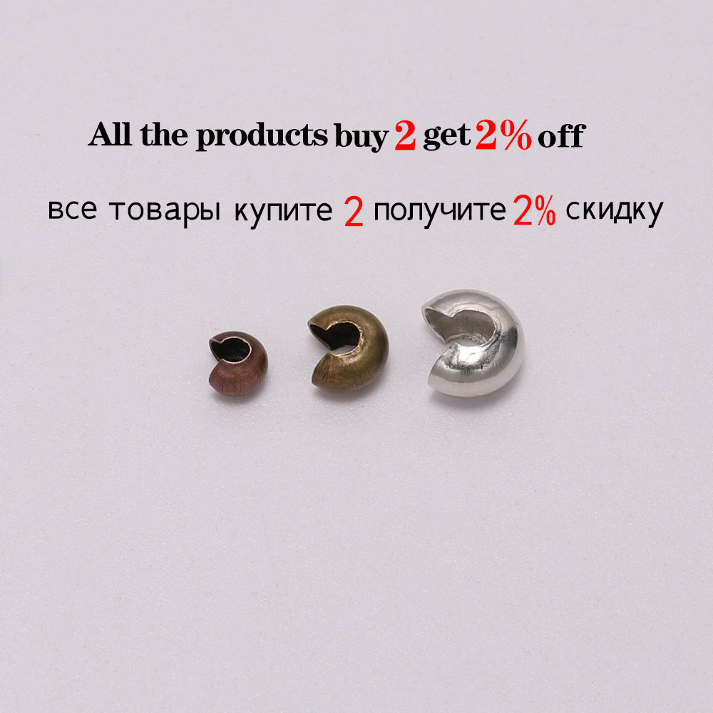 100 sztuk / partia Miedziane okrągłe osłony Otwarte koraliki zaciskane Dia 3 4 5mm Korek dystansowy do samodzielnego tworzenia biżuterii Materiały eksploatacyjne