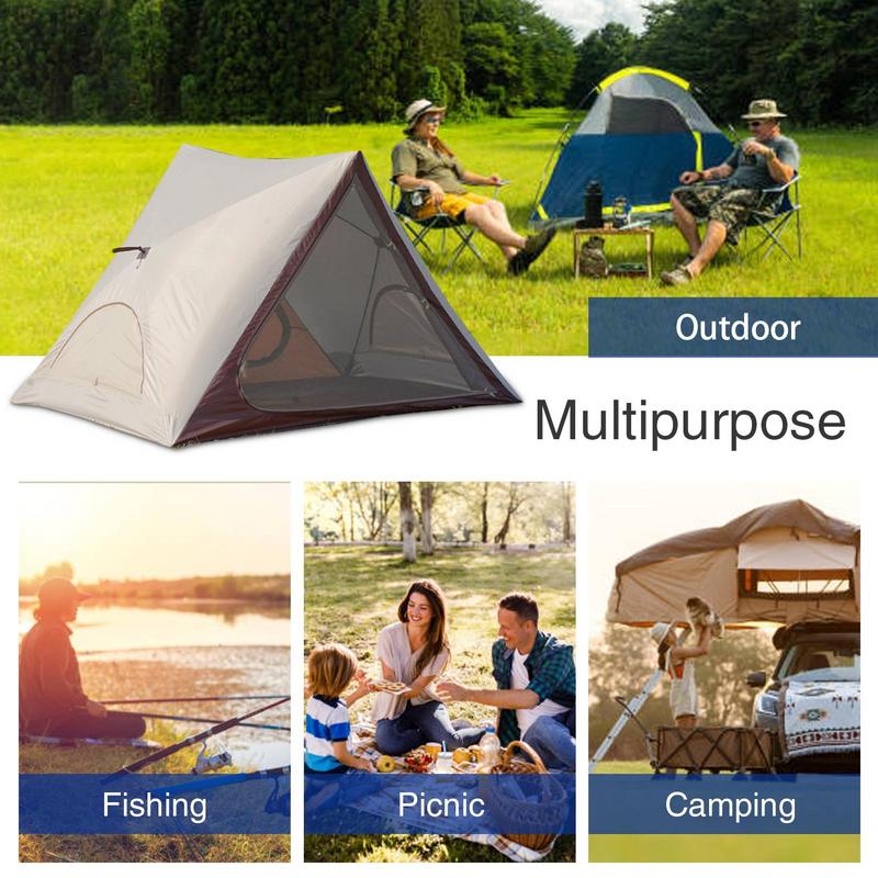 Tienda de campaña portátil Triangular, refugio solar abierto automático con estacas de tierra, parasol de fácil configuración con puertas delanteras y traseras para pescar