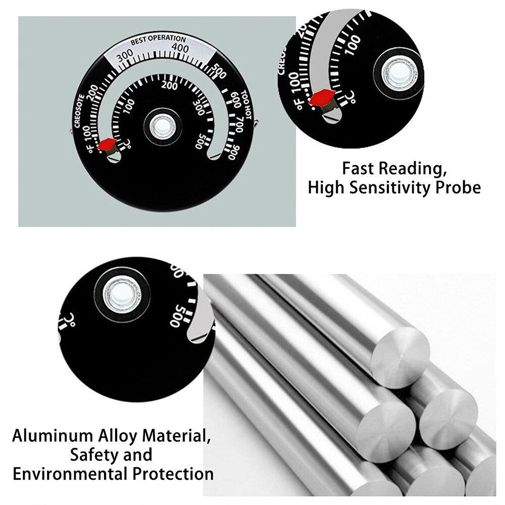 Magnetische Holz Herde Thermometer Kamin Fan Herde Thermometer mit Sonde Hohe Empfindlichkeit Grill Ofen Temperatur Meter