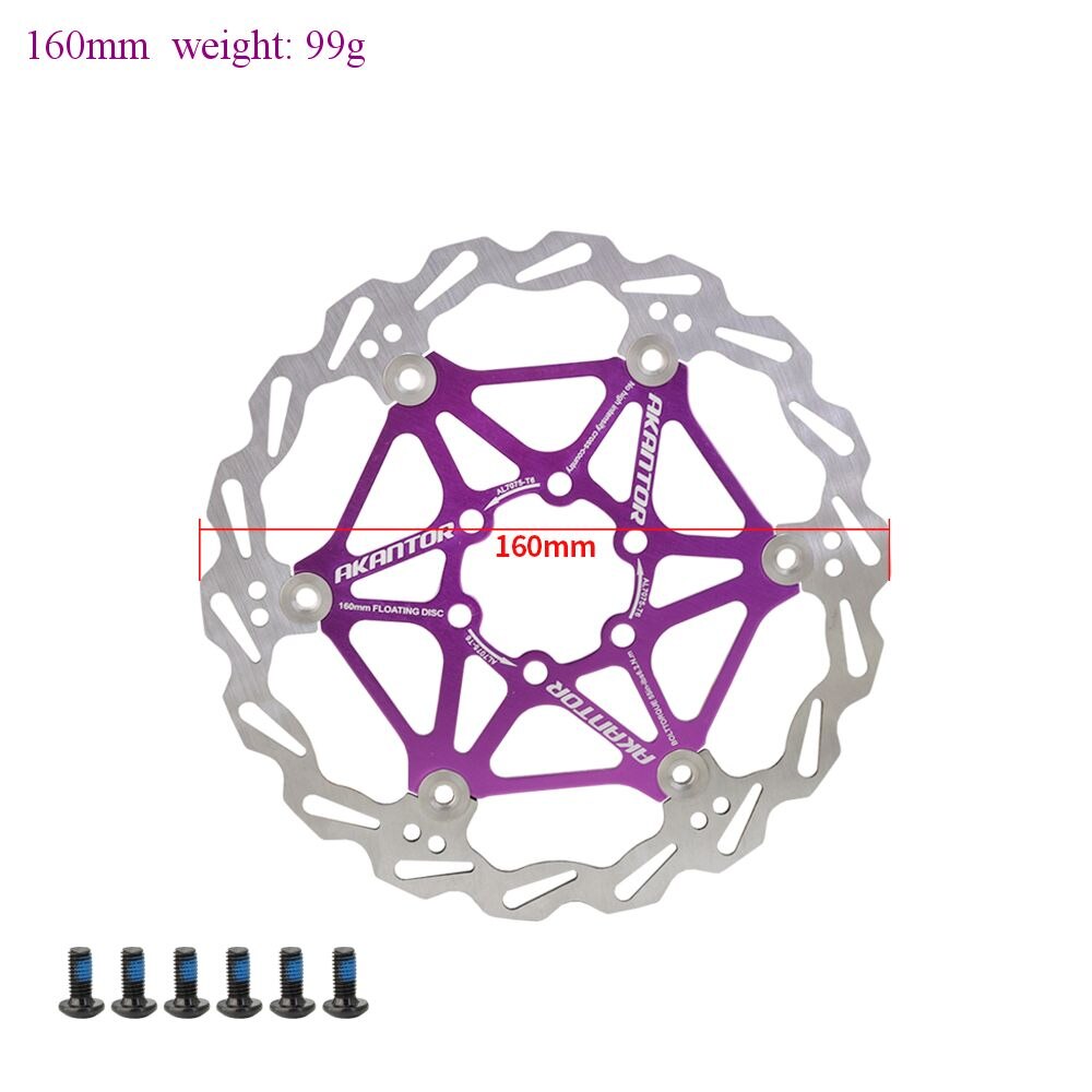 Akantor Mountainbike Disc Floating Pads Brake Rotor Rem 160Mm/180Mm/203Mm Rotor Sterke warmteafvoer Drijvende Rotor: 160MM Purple.