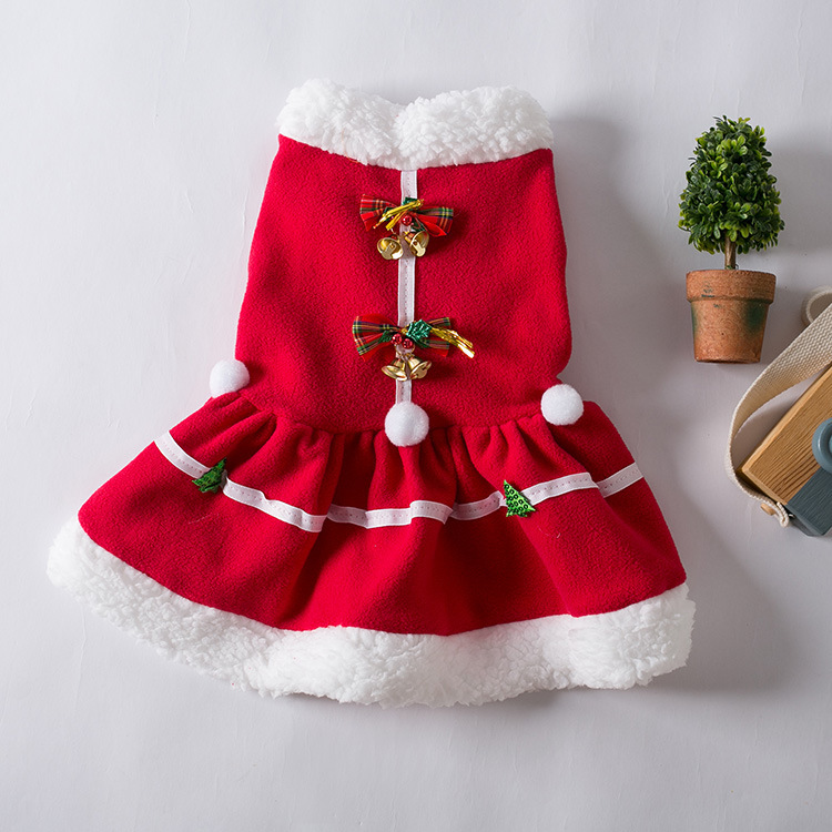 Pet Christmas Costume Dog Clothes For Year Christmas Dog Dress Pet Skirt Dog Thick Autumn And Winter Pet Clothes: S