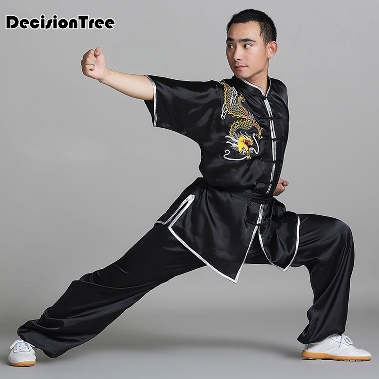 men chinese tai chi wushu shaolin kung fu uniform tang suit wing chun embroidered demo outfit for men martial arts suit