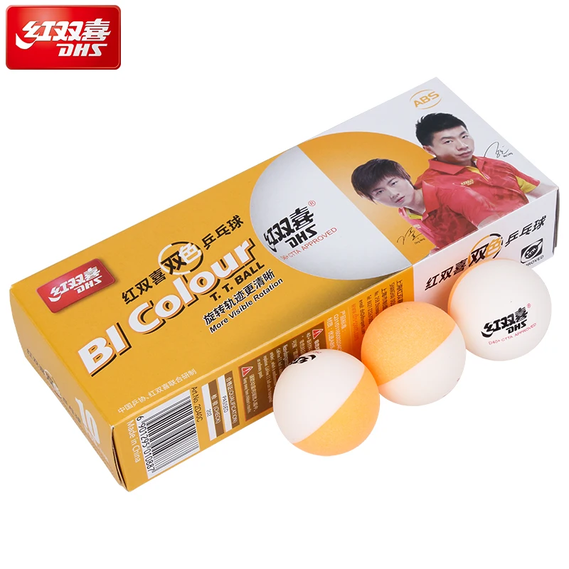 Dhs 20 bollar tvåfärgade bordtennisbollar dubbelfärgade sömmade  d40+  bollar plast poly pingisbollar
