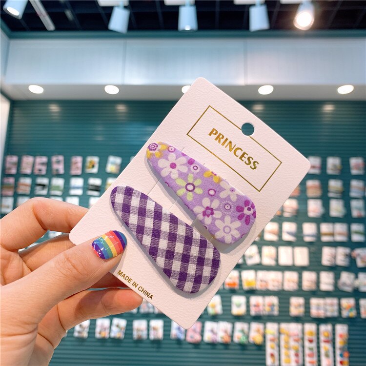 Koreaanse Kinderen Bloemenprint Haarspeld Meisje Bloem Bangle Side Haarspeld Baby Plaid Water Bb Clip