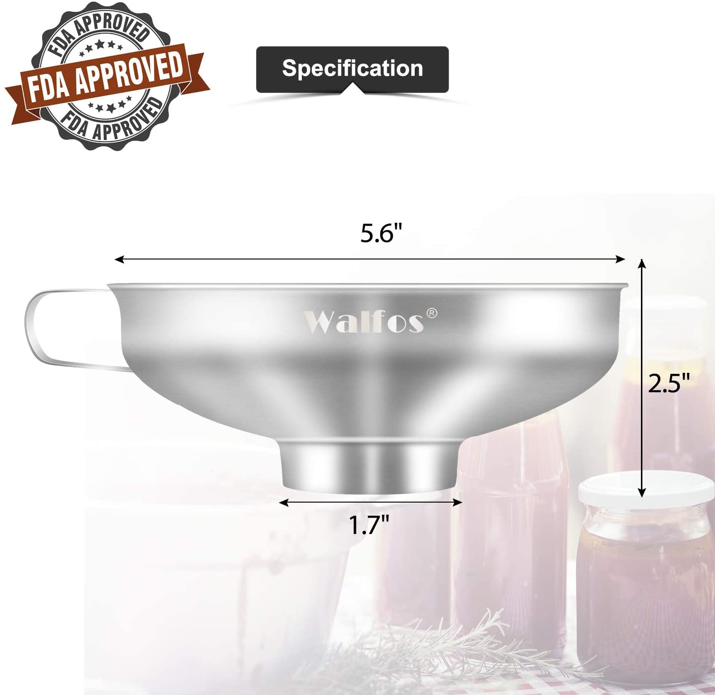 WALFOS Stainless Steel Funnel Wide Mouth Funnel Fo... – Vicedeal