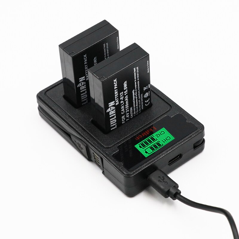 Batería de iones de litio para cámara Canon EOS M50, EOS M100,100D Kiss X7 Rebel SL1, 2100mAh, LP-E12 LP E12 LPE12, cargador Dual USB LCD, 4 Uds.