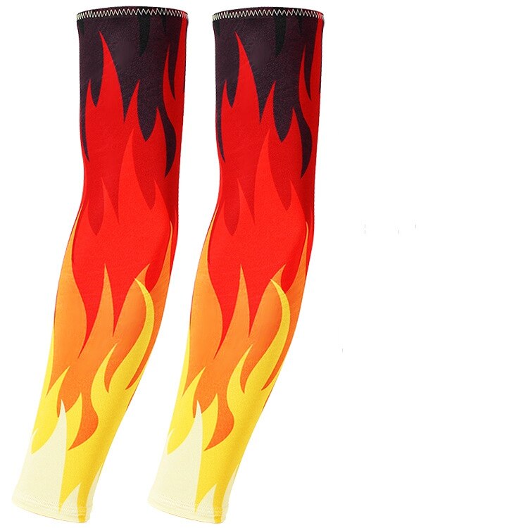Mangas de brazo de refrigeración con protección solar para ciclismo, protección solar UV, estilo llama, calentador de brazo, para hombre y mujer: M / Rojo