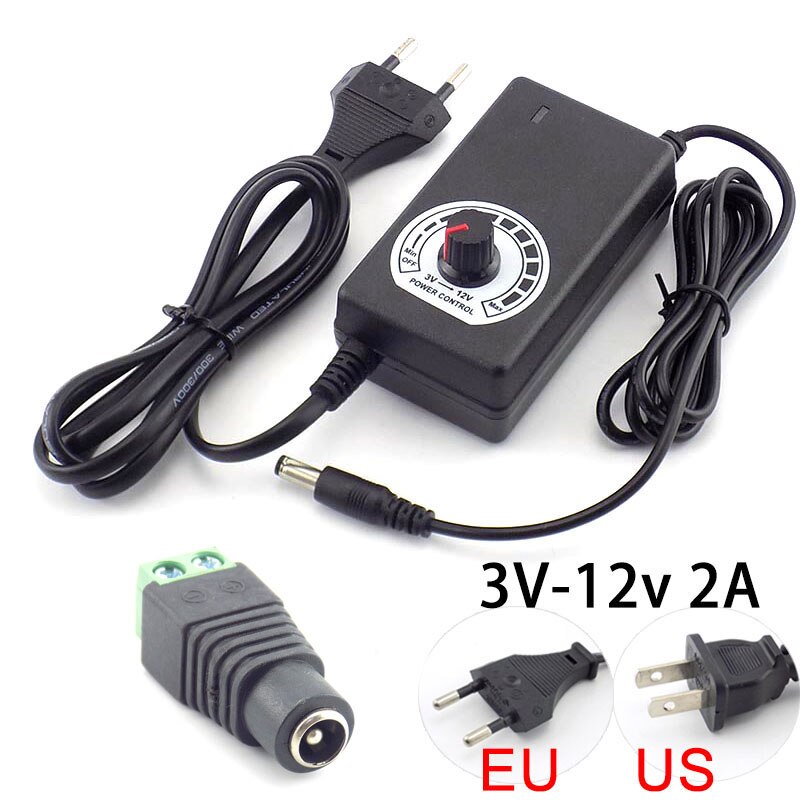 3V-12V 2A 2000ma Ac 100-220V Naar Dc Regelbare Voeding Adapter Universele Lader voor Led Strip Light Cctv Camera
