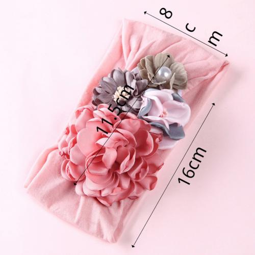 European and American super soft nylon headdress silk stitching flower baby hair accessories cute princess headband: Roze