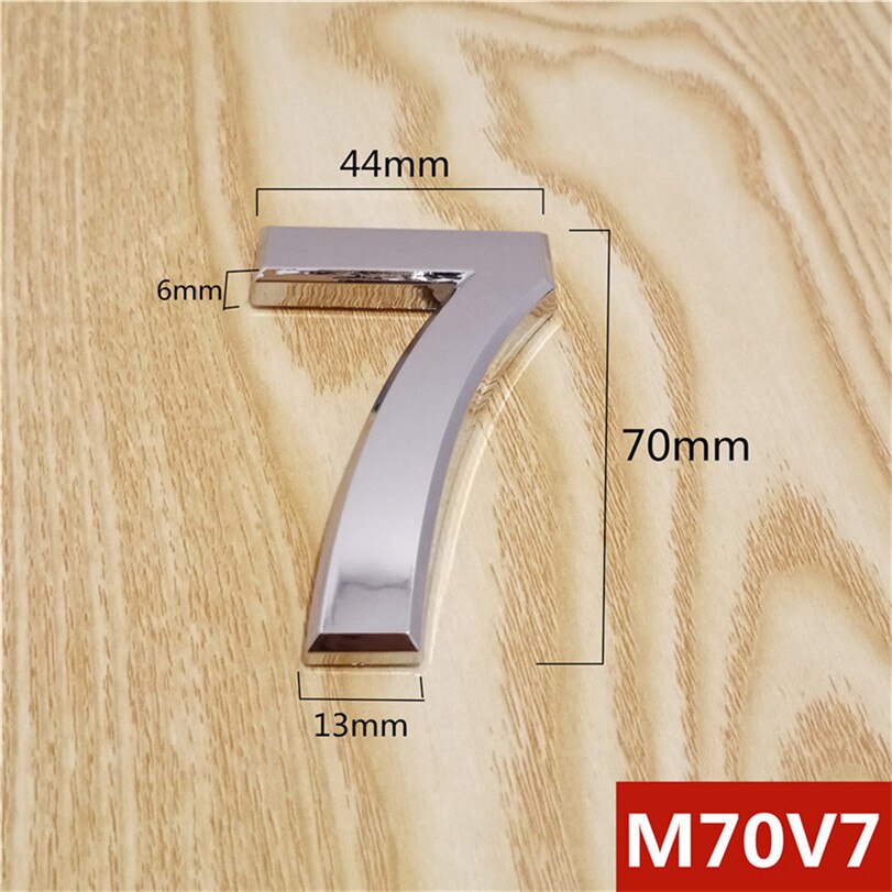 Height 70mm Silver ABS Plastic Silver Self- Adhesive House Door Numbers Address Sign Hotel Home Door Plate Sticker: 7