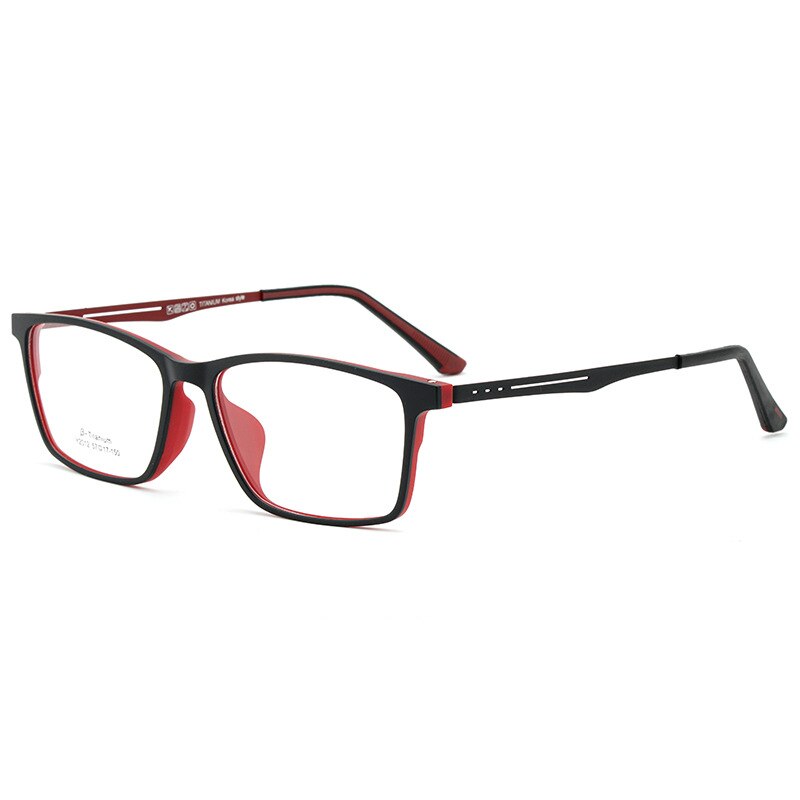Lunettes surdimensionnées en plastique titane TR90 pour hommes, large monture de lunettes, myopie Prescription optique: Black Red