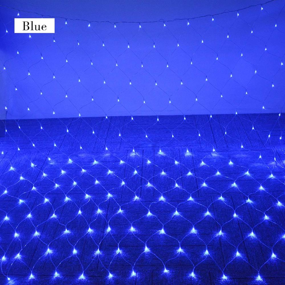 Luz de jardín de hadas 1.5x1.5M/3x 2M/6x4M lámpara al aire libre red de malla Led cadena luces decoración de la boda balcón luz iluminación al aire libre: Blue / 3M X 2M