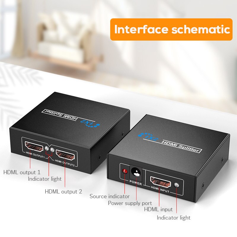 Bærbar 1 in 2 ud hdmi splitter hdcp 1080p 3d dobbelt skærm delt forstærker adapter hub boks til  ps3 hdtv dvd xbox pc notebook