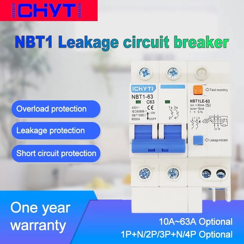 2 Pole DZ47LE NBT1LE 10A 16A 20A 25A 32A 40A 50A 63A Transparante Aardlekschakelaar Aardlekschakelaar Elcb rcbo Aardlekschakelaar
