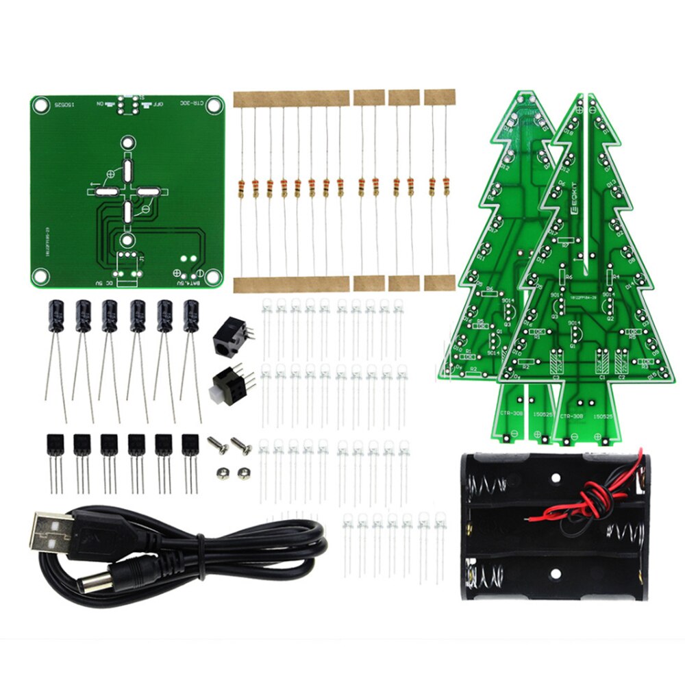 3D Diy 7 Kleur/3 Kleuren Licht Flash Led Circuit Kerstbomen Led Kleurrijke Led Kit