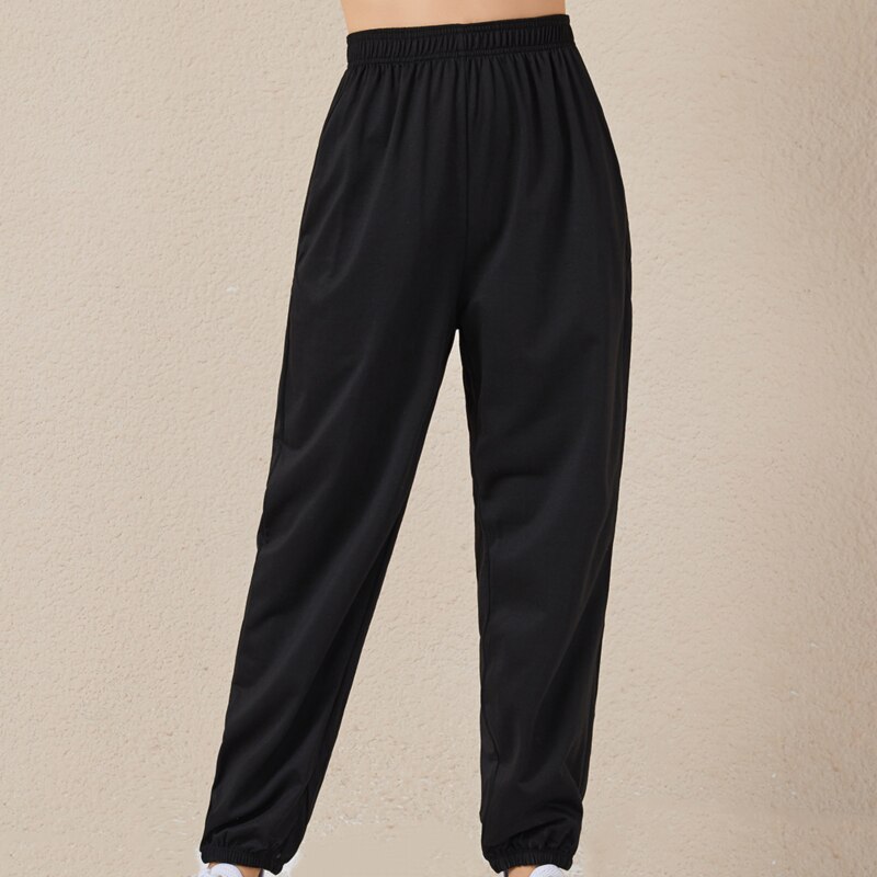 Effen dames casual sportbroek elastische hoge taille wild beam sportbroek: Zwart / Ik