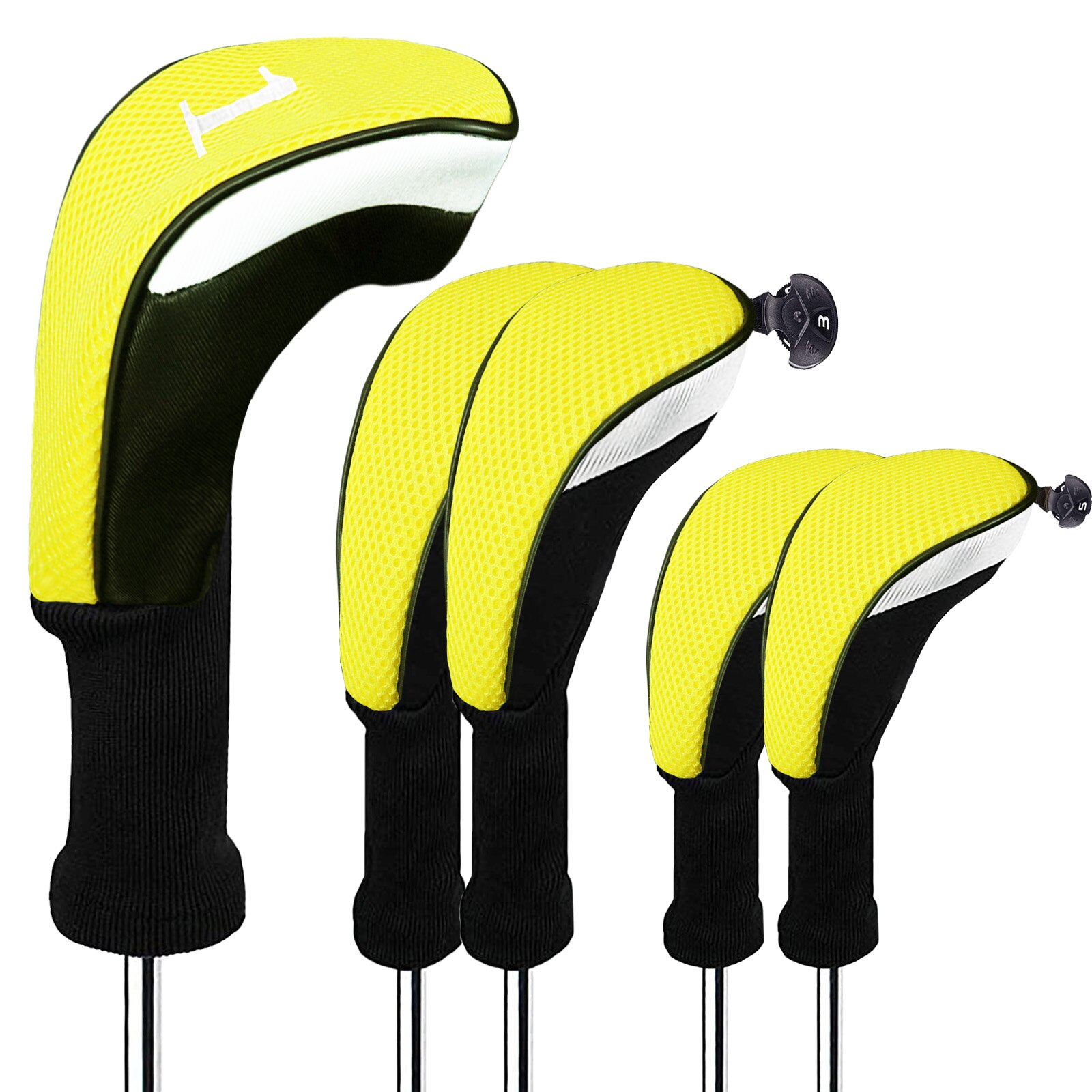 Long Driver Fairway Hybrid Golf Wood Head Cover Club Headcover Covers No.1 3 5 Set Red Blue Black Yellow Grey: Yellow NO.13355 5Pcs