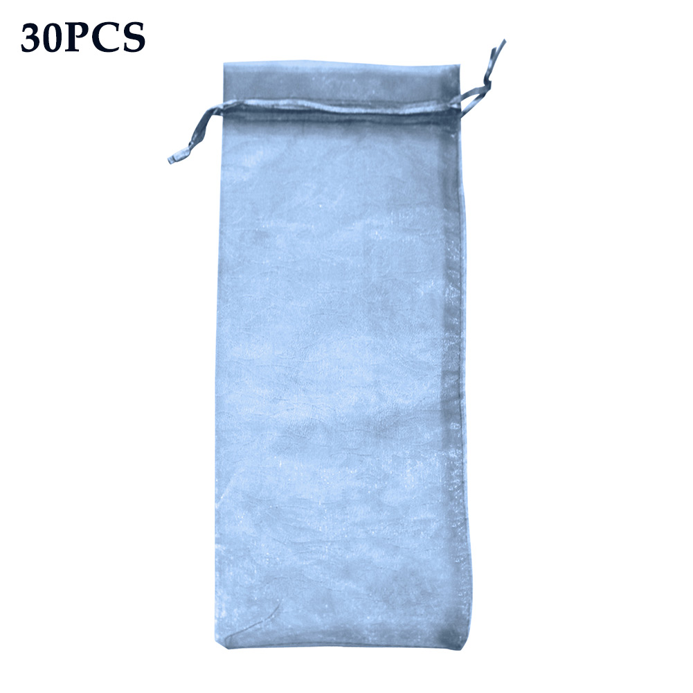 30pcs Packaging Bottle Cover Fine Mesh Wrapping Transparent Wine Bag Organza Party Wedding Pouch Drawstring