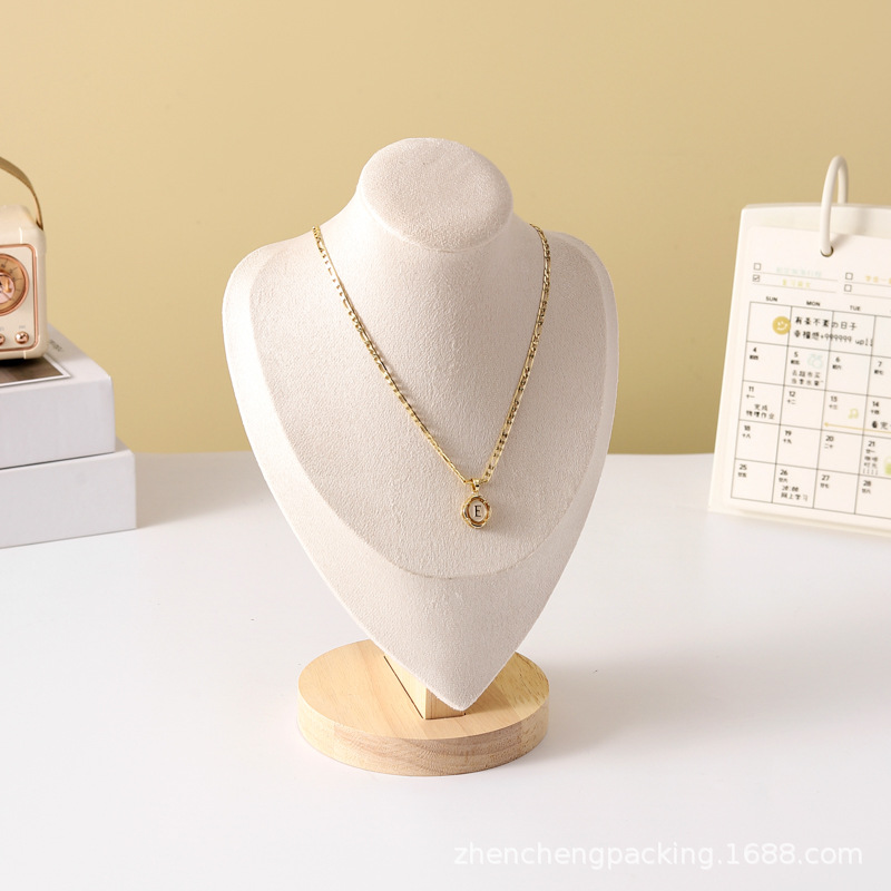 Fluwelen portret ketting display hanger organisator sieraden display standaard sieraden mannequin buste ketting hanger etalage: Black