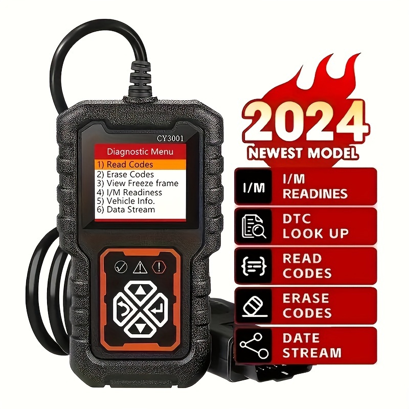 Lector de código de herramienta de diagnóstico del escáner OBD2 del coche, escáner de código de falla del motor del probador de voltaje del coche, diagnóstico del probador de carga cy3001B
