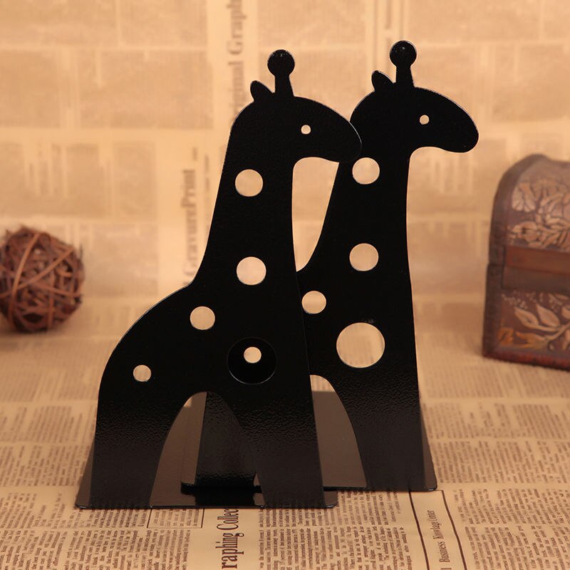2 Pcs/Set Cute Giraffe and Elephant Book Stand Cartoon Metal Bookend Reading Book Holder Shelf: C
